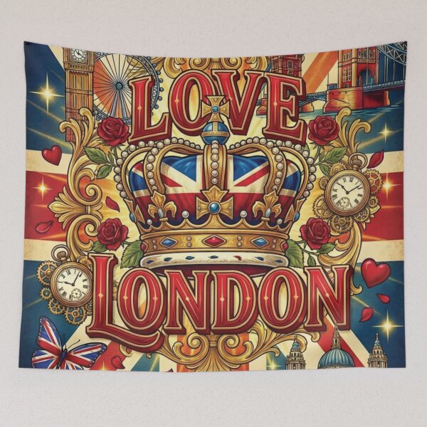 Item preview, Royal Crown Love London Vintage Union Jack Art designed and sold by DGtaLrtcom.