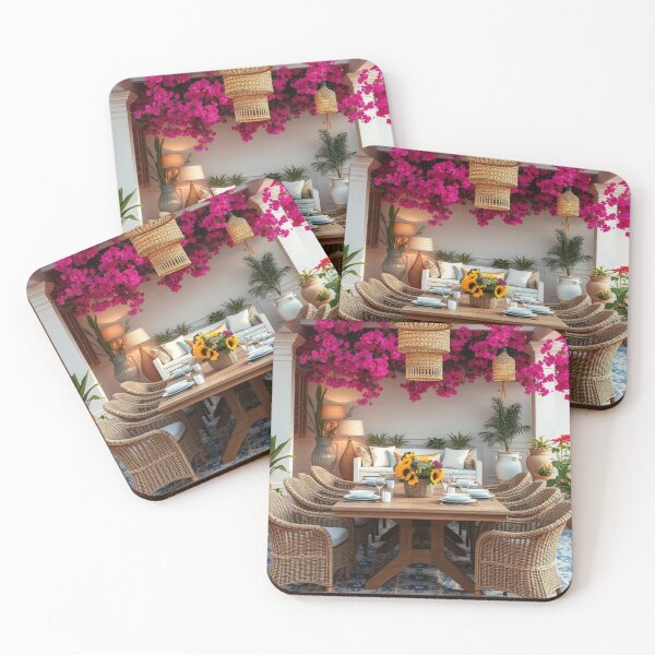 Item preview, Mediterranean Patio Dining with Bougainvillea Pergola designed and sold by Jade Ado.