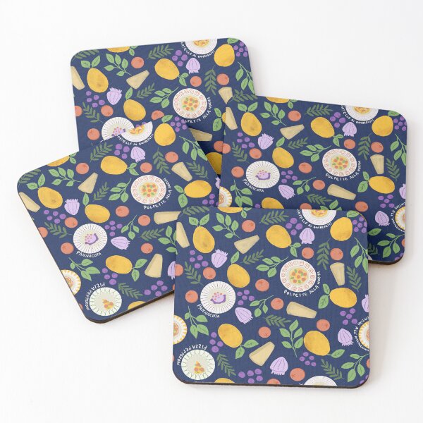 Item preview, Italian Foods Dishes Lemons dark blue background designed and sold by pholiumsigma_design.