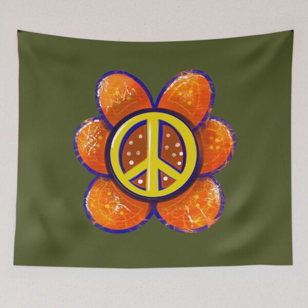Item preview, Peace flower Vintage Retro distressed 1960s and 70s flower power groovy grunge tie dye  designed and sold by Artonmytee.