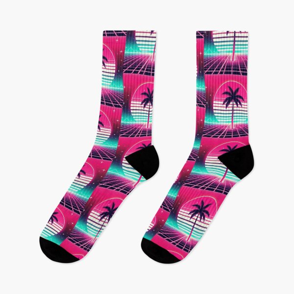 Item preview, Neon Sunset Grid – Synthwave Palm Dreamscape designed and sold by Dogandesighn.