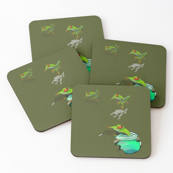 Item preview, Green Red eyed tree frogs in 3d -  optical illusion rain forest science fiction gift Lizard dragon zoology designed and sold by Artonmytee.