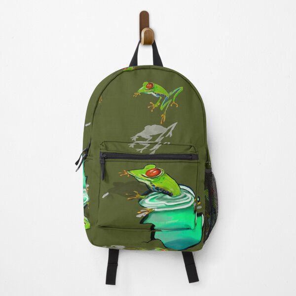 Item preview, Green Red eyed tree frogs in 3d - optical illusion rain forest science fiction gift Lizard dragon zoology designed and sold by Artonmytee.