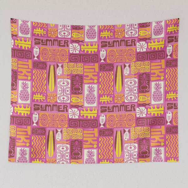 Item preview, Retro Hawaii Colorful Tropical Tiki Summer Tapa Print  designed and sold by RetroMaggie.
