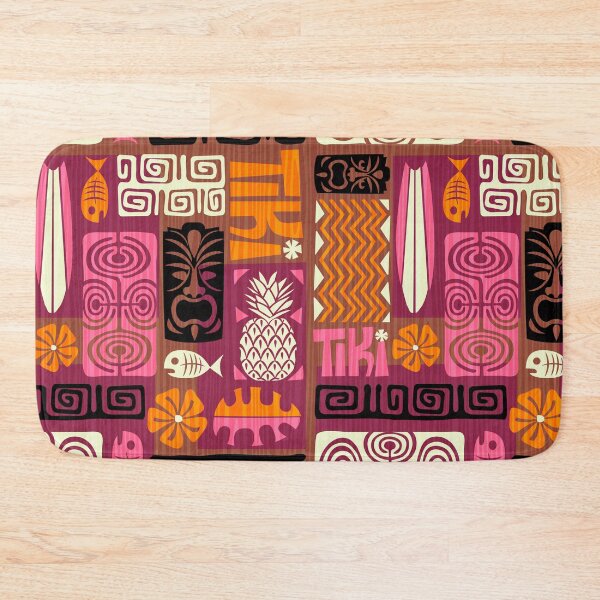 Item preview, Retro Hawaii Tiki Colorful Tropical Tapa Print designed and sold by RetroMaggie.