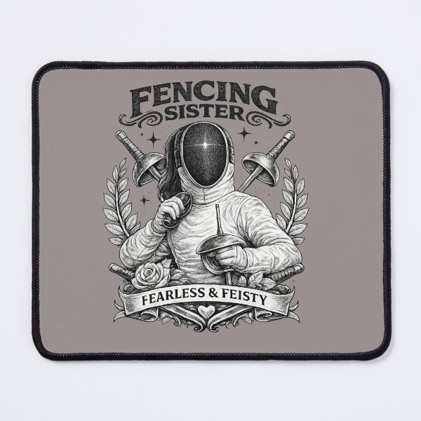 Item preview, Fencing Sister – Fearless & Feisty (Vintage Black & White Fencer Design) designed and sold by ChillCharmStudio.