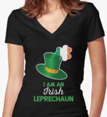 Irish St Patricks Day Leprechaun Women's Fitted V-Neck T-Shirt