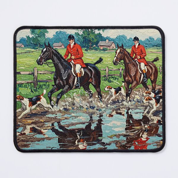 Item preview, Serie 3/3 - Colorful Impressionist Fox Hunt Impasto Oil Painting designed and sold by KiwiRider.