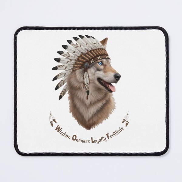 Item preview, Spiritual Wolf: Wisdom Oneness Loyalty Fortitude designed and sold by MFOriginals.