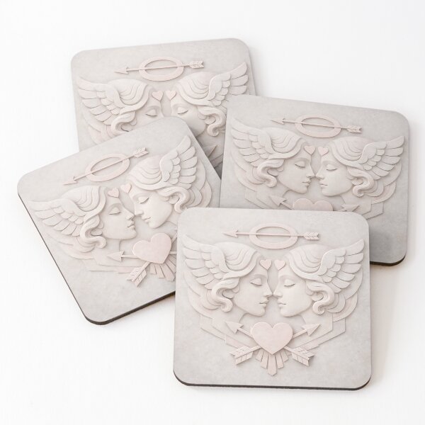Item preview, Angelic Couple Heart and Arrow Relief Art designed and sold by Beamiverse.