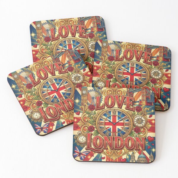 Item preview, Ornate Union Jack Clock Love London Vintage Art designed and sold by DGtaLrtcom.