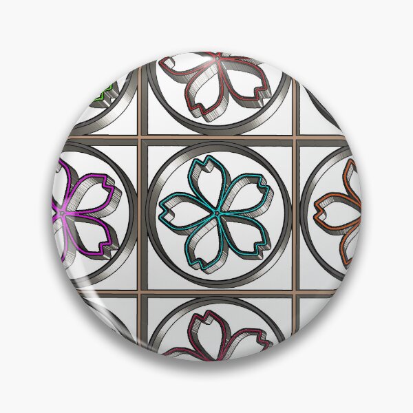 Item preview, "Cherry Blossom Emblem Grid with Multicolor Petal Outlines" designed and sold by nighttime1990.