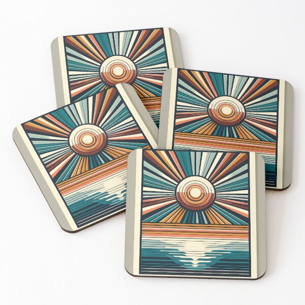 Item preview, Retro Sunburst Over Ocean Horizon designed and sold by InkSmithery.