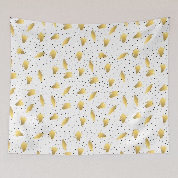 Item preview, Modern polka dots pattern and gold brushstrokes  designed and sold by NaughtyCat.