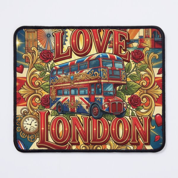 Item preview, Ornate Union Jack Bus Love London Vintage Art designed and sold by DGtaLrtcom.