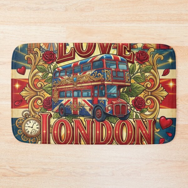 Item preview, Ornate Union Jack Bus Love London Vintage Art designed and sold by DGtaLrtcom.