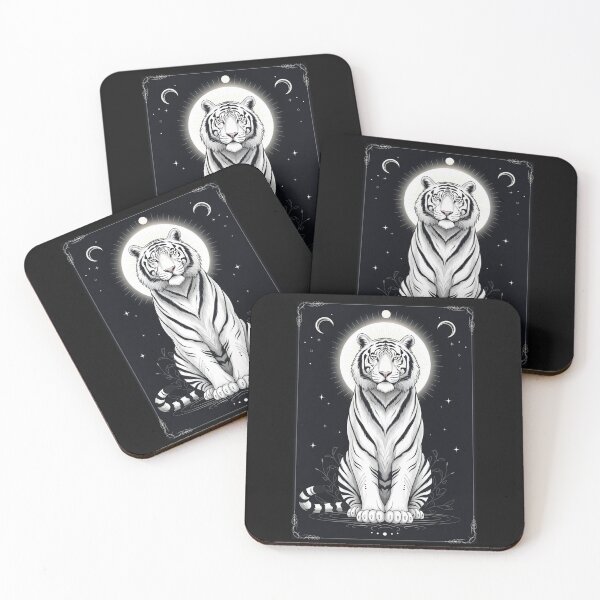 Item preview, Mystical White Tiger Under the Moon – Sacred Lunar Animal Art designed and sold by soletstudio.