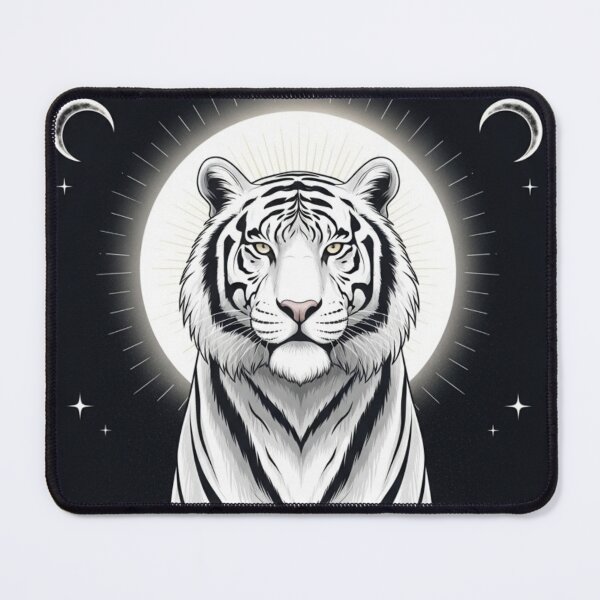 Item preview, Mystical White Tiger Under the Moon – Sacred Lunar Animal Art designed and sold by soletstudio.