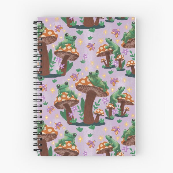 Item preview, Frogs on mushrooms looking at the stars violet background designed and sold by pholiumsigma_design.