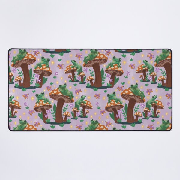 Item preview, Frogs on mushrooms looking at the stars violet background designed and sold by pholiumsigma_design.