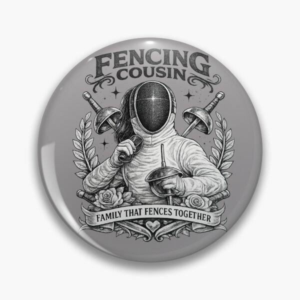 Item preview, Fencing Cousin – Sharp & Sassy (Vintage Black & White Fencer Design) designed and sold by ChillCharmStudio.