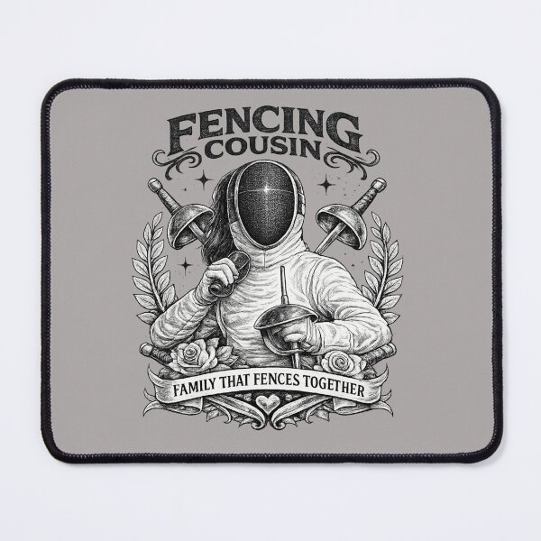 Item preview, Fencing Cousin – Sharp & Sassy (Vintage Black & White Fencer Design) designed and sold by ChillCharmStudio.