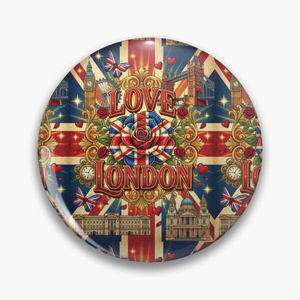 Item preview, Ornate Union Jack Rose Love London Vintage Art designed and sold by DGtaLrtcom.