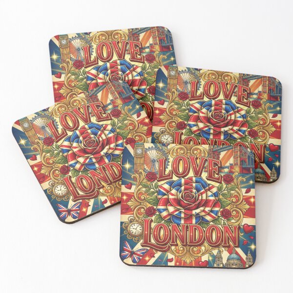 Item preview, Ornate Union Jack Rose Love London Vintage Art designed and sold by DGtaLrtcom.
