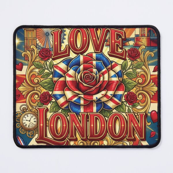 Item preview, Ornate Union Jack Rose Love London Vintage Art designed and sold by DGtaLrtcom.
