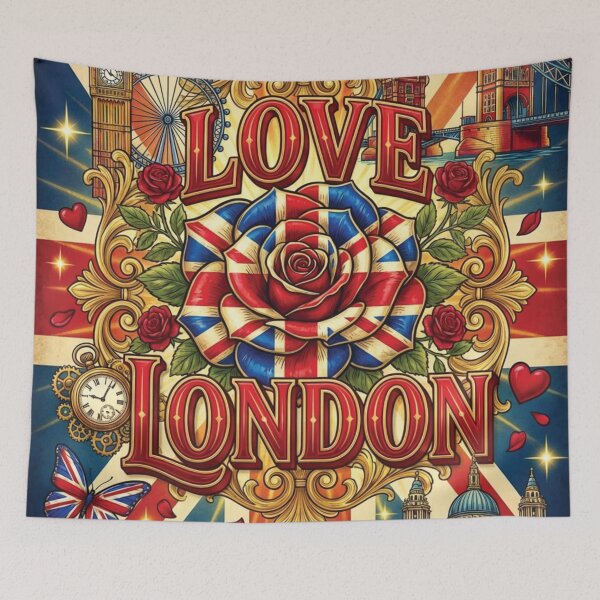 Item preview, Ornate Union Jack Rose Love London Vintage Art designed and sold by DGtaLrtcom.