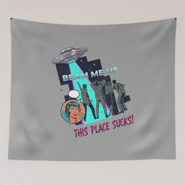 Item preview, Beam Me Up This Place Sucks - Funny Retro Sci-Fi Alien Meme Shirt designed and sold by BANKACEM.STORE.