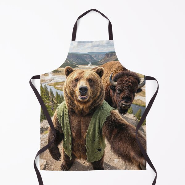 Item preview, Bear and Bison Selfie in Yellowstone Park designed and sold by Tridentulus.