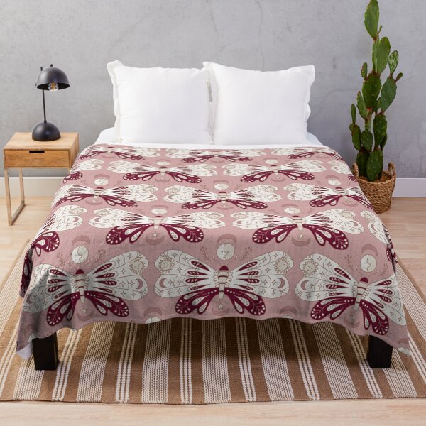 Item preview, Bohemian Butterflies celestial dark red and pink designed and sold by pholiumsigma_design.