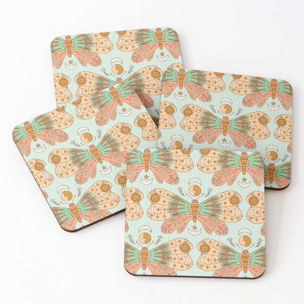 Item preview, Bohemian Butterflies celestial dark min green and peach orange designed and sold by pholiumsigma_design.