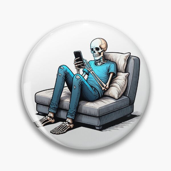 Item preview, Skeleton Doomscrolling on Phone designed and sold by Retrics Studio.