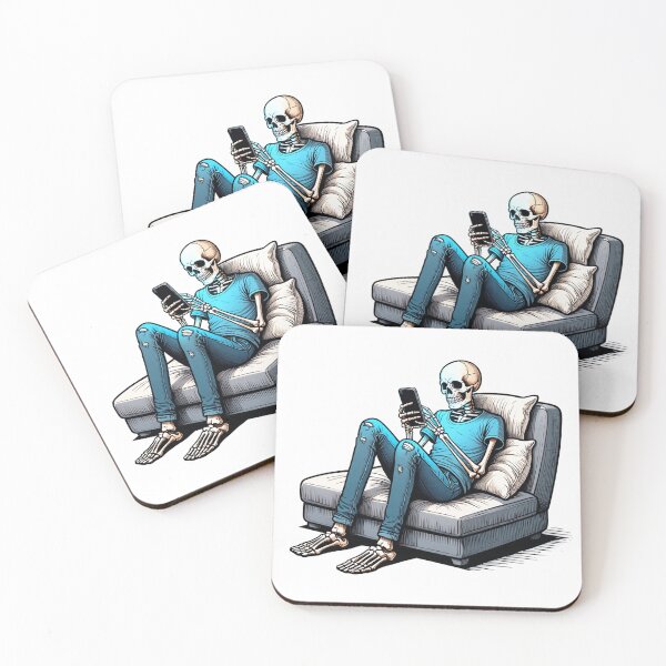 Item preview, Skeleton Doomscrolling on Phone designed and sold by Retrics Studio.