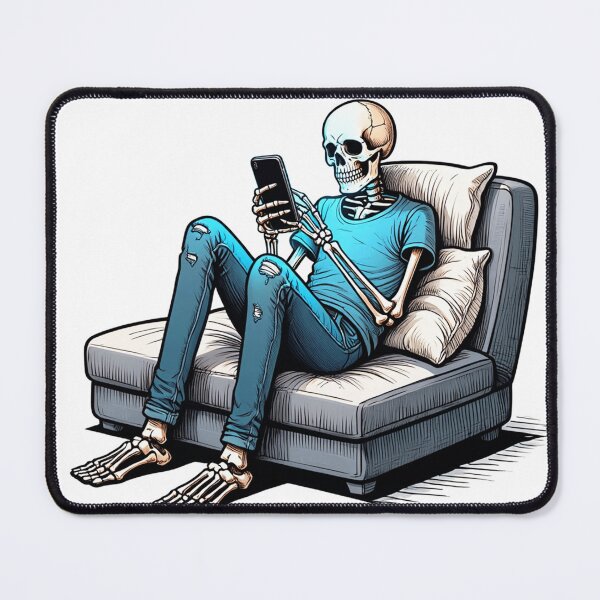 Item preview, Skeleton Doomscrolling on Phone designed and sold by Retrics Studio.
