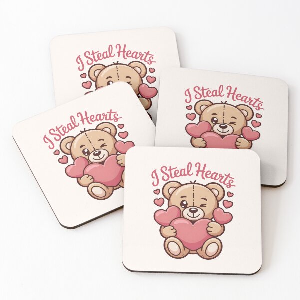 Item preview, I Steal Hearts – Cute Kawaii Teddy Bear Holding Heart  Valentine Illustration designed and sold by NaturEdeN.