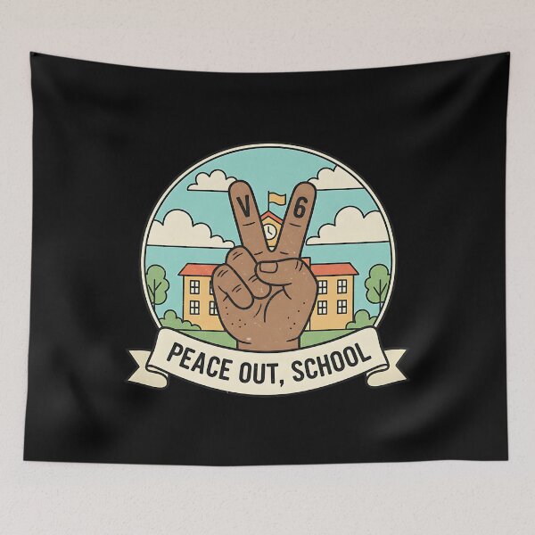Item preview, Retro Peace Out School Graduation Badge Art designed and sold by Silent Watch Threads..