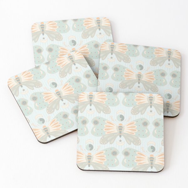 Item preview, Bohemian Butterflies celestial dark pastel mint green designed and sold by pholiumsigma_design.