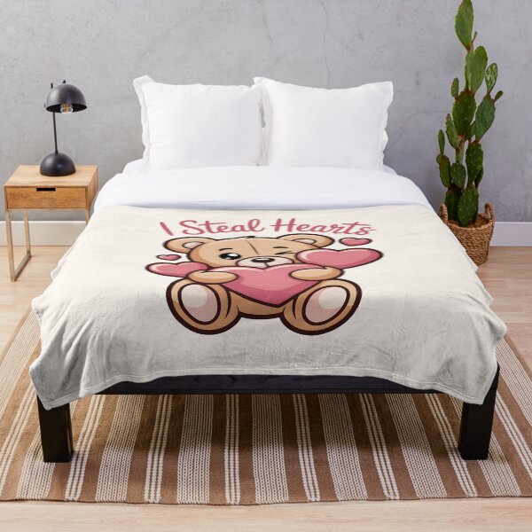 Item preview, Heart Thief – Cute Kawaii Teddy Bear Holding Heart  Valentine Illustration designed and sold by NaturEdeN.