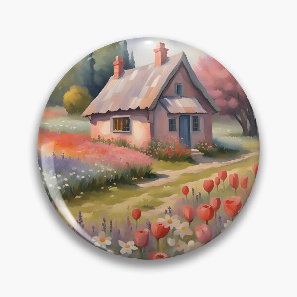 Artikelvorschau, Gemütliches Cottage, umgeben von Blumen entworfen und verkauft von Ariel's Art Corner.