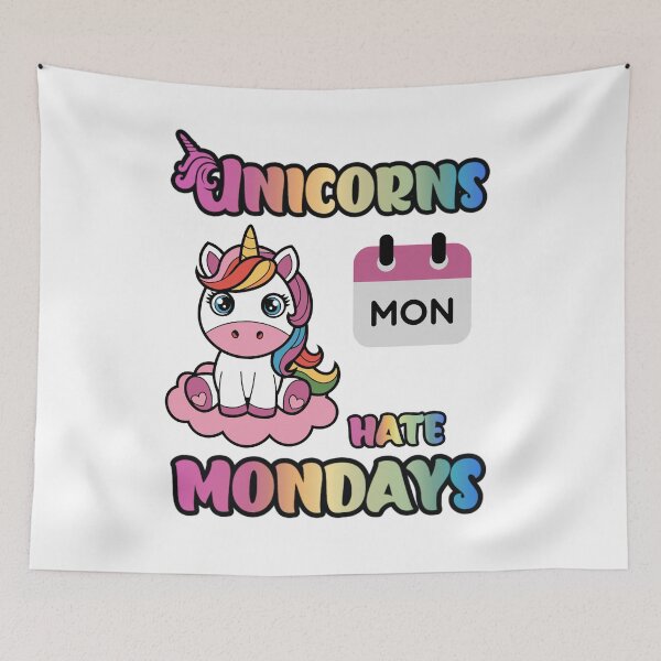 Item preview, Unicorns Hate Mondays Funny Fantasy Quote designed and sold by CleanDecor.