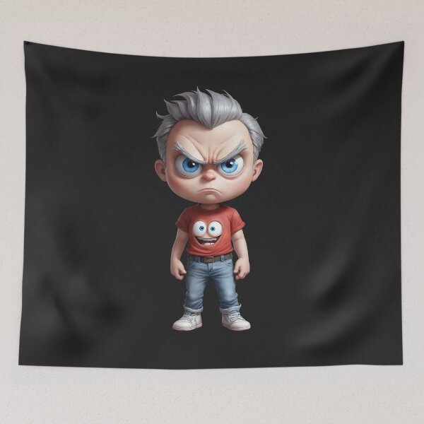 Item preview, Grumpy 3D Boy White Hair Ironic Happy Shirt designed and sold by MarCinu Art.