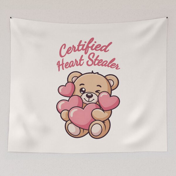 Item preview, Certified Heart Stealer – Cute Kawaii Teddy Bear Holding Heart  Valentine Illustration designed and sold by NaturEdeN.