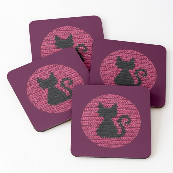 Item preview, Fuchsia Pink Crochet Black Cat Silhouette designed and sold by TackyTime.
