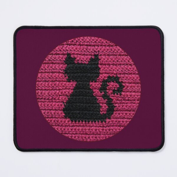 Item preview, Fuchsia Pink Crochet Black Cat Silhouette designed and sold by TackyTime.