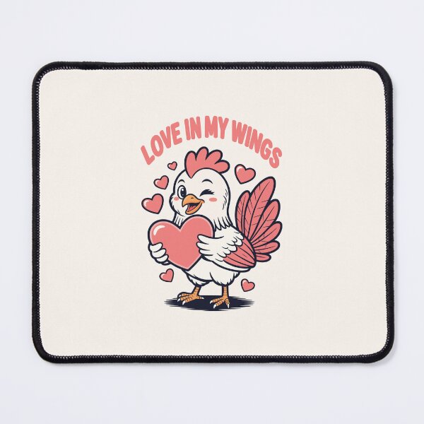 Item preview, Love in My Wings – Cute Whimsical Chicken Holding Heart  Valentine Illustration designed and sold by NaturEdeN.