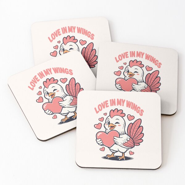 Item preview, Love in My Wings – Cute Whimsical Chicken Holding Heart  Valentine Illustration designed and sold by NaturEdeN.