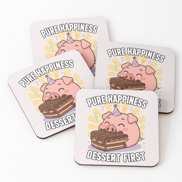 Item preview, Pure Happiness Dessert First Funny Pig Birthday Art designed and sold by MANA-Goods.